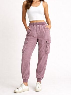 Anthropologie Mauve Cargo Jogger Pants Utility Small